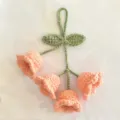 Handmade crochet lily of the valley flower charm pendant key ring bag cute accessory - 4 Flowers / Orange