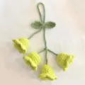 Handmade crochet lily of the valley keychain, light green cute floral bag pendant charm. - 4 Flowers / Green