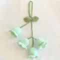 Handmade crochet lily of the valley keychain pendant cute green bag charm accessory SKU - 4 Flowers / Mint Green