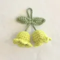 Handmade crochet lily of the valley keychain cute yarn hanging charm bag accessory - 2 Flowers / Green
