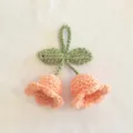 Handmade crochet flower keychain charm, cute knitted bag pendant for car keys and phones. - 2 Flowers / Orange
