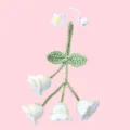 Handmade crochet lily of the valley keychain, cute flower bag pendant accessory for women. - 4 Flowers with Keychain / White