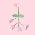Handmade crochet lily of the valley keychain cute pink bag charm and car hanging decor. - 4 Flowers with Keychain / Pink