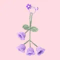 Handcrafted crochet lily of the valley keychain, purple floral bag and car charm pendant accessory. - 4 Flowers with Keychain / Purple