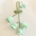 Handmade crochet lily of the valley keychain cute bag charm wool knit accessory green - 4 Flowers with Keychain / Mint Green