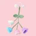 Handmade crochet lily of the valley keychain, cute flower backpack bag charm pendant. - 4 Flowers with Keychain / Multicolor