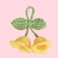 Handmade crochet yellow lily of the valley keychain cute knit bag charm car pendant - 2 Flowers / Yellow