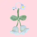 Handmade crochet lily of the valley keychain cute bag charm plush accessory gift - 2 Flowers with Keychain / White