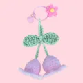 Handmade crochet lily of the valley keychain cute floral bag charm and car hanging accessory - 2 Flowers with Keychain / Pink