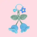 Handmade crochet lily of the valley keychain blue flower bag charm cute crochet car pendant - 2 Flowers with Keychain / Blue