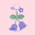 Handmade crochet lily of the valley keychain, purple flower bag charm, cute car hanging decor. - 2 Flowers with Keychain / Purple