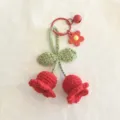 Handmade crochet lily of the valley keychain cute red flower bag charm car pendant accessory - 2 Flowers with Keychain / Red