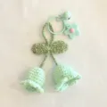 Handmade green crochet lily of the valley keychain cute bag charm and car hanging ornament. - 2 Flowers with Keychain / Mint Green