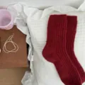 Red speckled wool crew socks, thick cozy winter socks with soft texture and warm daily wear. - One Size / Berry Red