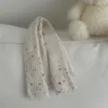 Jambières en tricot blanc avec des pois colorés, chaussettes montantes d'hiver pour femmes. - Taille unique / Blanc