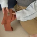 Cute puppy wool speckled mid-tube socks for women, cozy autumn winter Japanese style hosiery. - One Size / Caramel color