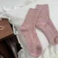 Cozy pink cashmere blend wool mid tube socks with colorful flecks, thick warm winter socks. - One Size / Cranberry Pink