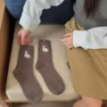 Cute woolen colorful dot crew socks for women, cozy Japanese style winter casual socks. - One Size / Maroon
