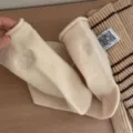 Beige knit wool socks with Good luck today embroidery, soft and warm winter cozy socks. - One Size / Cream White