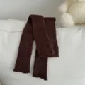 Scaldamuscoli spessi in maglia di lana marrone con punti colorati, stile giapponese. - Taglia unica / Caffè caldo
