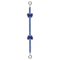 Primer plano de detalle de la correa de cuentas azul oscuro con lazos bonitos y anillos. - Lazo Con Cuentas / Azul marino