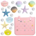 Ocean theme shoe charms set featuring colorful resin seashells, starfishes and pearls for DIY decoration. - Style 1 (Without Bag) / Loose Parts Assortment