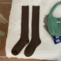 Brown cable knit knee high socks, retro wool blend winter slouch socks for women, cozy daily wear. - One Size / Dark Tea Brown