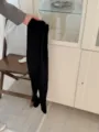 Medias de canalé negras para mujer, ropa de diario elegante, medias elásticas cómodas. - Talla única / Negro