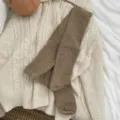 Brown speckled tights for women, cozy winter thermal pantyhose, soft cotton blend hosiery. - One Size / Camel