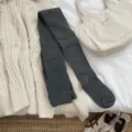 Dark grey speckled pantyhose for women, cozy winter footed tights, soft autumn leggings. - One Size / Dark Gray