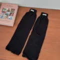 Black knit leg warmers for women Y2K style aesthetic casual long socks winter fashion cozy hosiery - One Size / Black