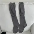 Dark grey long stack socks, Japanese style hollow mesh breathable cotton knit hosiery variant. - One Size / Charcoal Gray