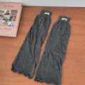 Solid grey knit slouch leg warmers, vintage y2k style long calf socks for women daily wear. - One Size / Dark Gray