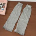 Grey knitted leg warmers y2k style stack socks cute sweet cool streetwear boot covers - One Size / Light Gray
