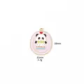 Detail van panda kalender emaille bedel hanger, roze ovaal metaal sieraden accessoire - 3# Letter O