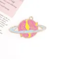 Geëmailleerd legering planeet hanger bedel voor DIY ketting oorbellen sieraden maken - 2# Paars-gele planeet