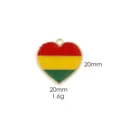 Metal heart pendant enameled in red yellow green pan-african colors DIY jewelry charm 20mm - 5# Heart