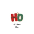 Close-up detail view of Christmas alloy enamel letter HO pendant charm, size 14x18mm. - 5# HO Green