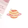 Enamel Saturn planet charm detail, colorful alloy pendant for DIY jewelry making necklace. - 10# Rose Red Ribbon Planet