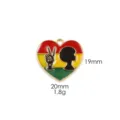 Detailed view of the Juneteenth heart metal charm pendant with afro silhouette and peace sign. - 13# Heart Person Silhouette
