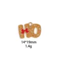 Christmas alloy HO letter pendant charm detail view, enamel craft jewelry accessory. - 10# HO Brown