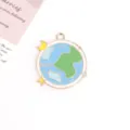 Enamel alloy Earth planet pendant charm for DIY handmade necklaces and earrings jewelry. - 6# Planet with Blue Moon