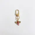 Portachiavi Ape Mini Strass Rosso Bianco Smalto Metallo Ciondolo Borsa Gancio Oro - A Righe Bianche e Rosse
