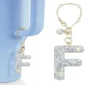 Rhinestone Buchstabe F Tassenanhänger glitzernder Kristall Becher Griff Anhänger Schlüsselanhänger - Buchstabe F