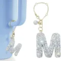 Glitzernder Buchstabe M Tassen Anhänger Strass Alphabet Schlüsselanhänger Zubehör Blau - Buchstabe M