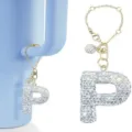 Glitzernder Strass Buchstabe P Becher Anhänger Kristall Alphabet Schlüsselanhänger Zubehör - Buchstabe P
