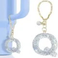 Glänzender Strass Buchstabe Q Tasse Anhänger Gold Kette Schlüsselanhänger Zubehör - Buchstabe Q