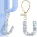 Glitzernd Strass Buchstabe U Schlüsselanhänger Kristall Tasse Charme Goldkette Zubehör - Buchstabe U