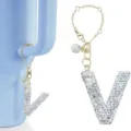 Glitzernder Strass Buchstabe V Anhänger Schlüsselanhänger funkelndes Alphabet Zubehör - Buchstabe V