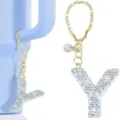 Glitzernder Strass Buchstaben Y Schlüsselanhänger, goldene Kette glänzender Kristall. - Buchstabe Y